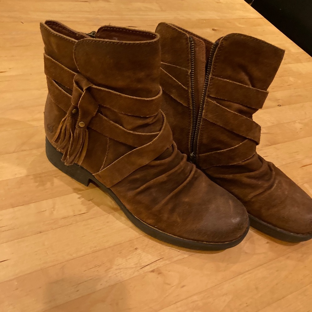 Born Eaton Rust Distressed Suede Ankle Booties